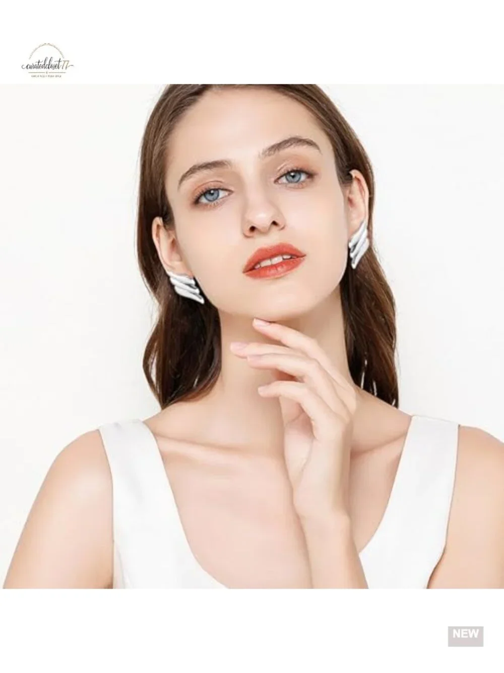 Large Geometric Chunky Stud Earrings Brass Post Push Back
